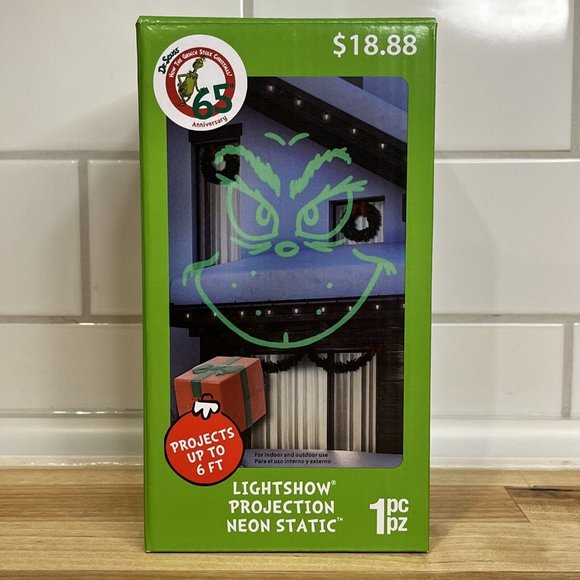 Projection Lightshow Neon Static Dr Seuss Grinch Projector Gemmy Indoor/Outdoor - Picture 1 of 7